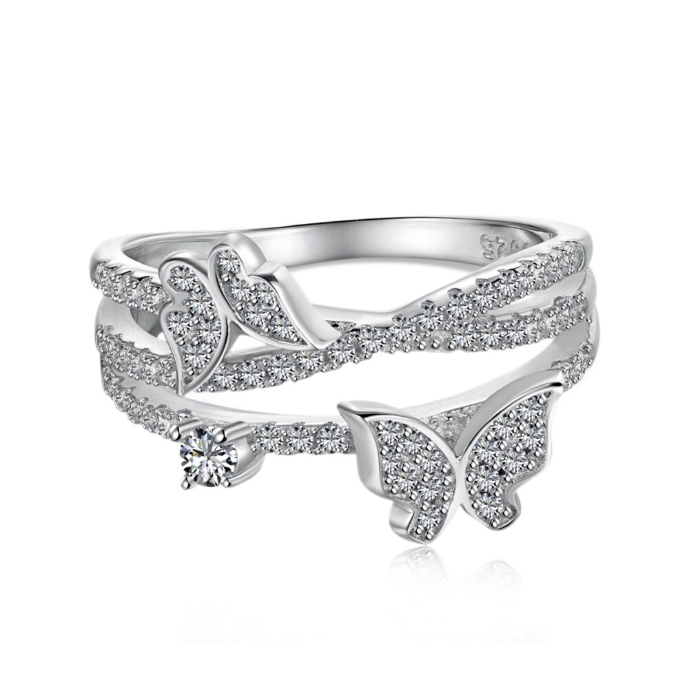 Butterfly shaped sterling silver ring