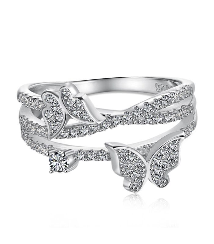 Butterfly shaped sterling silver ring