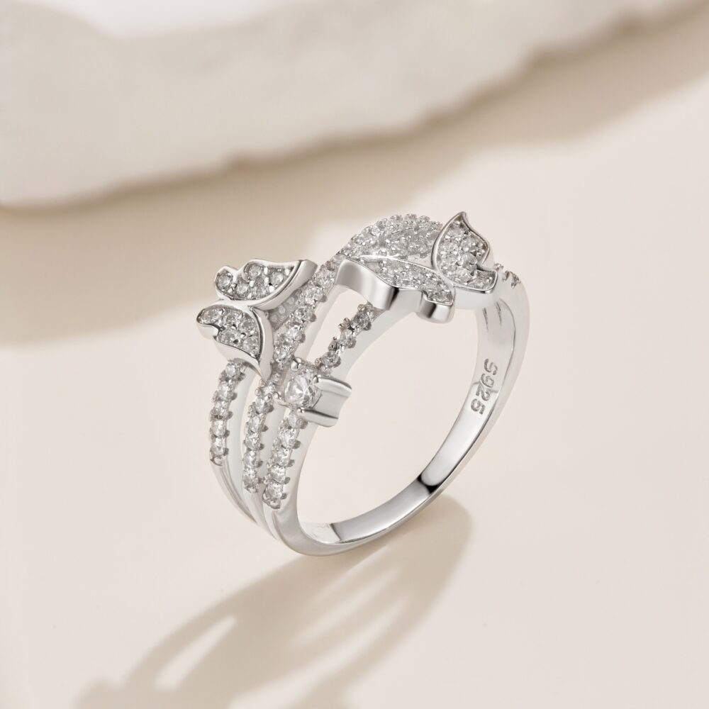 Butterfly shaped sterling silver ring