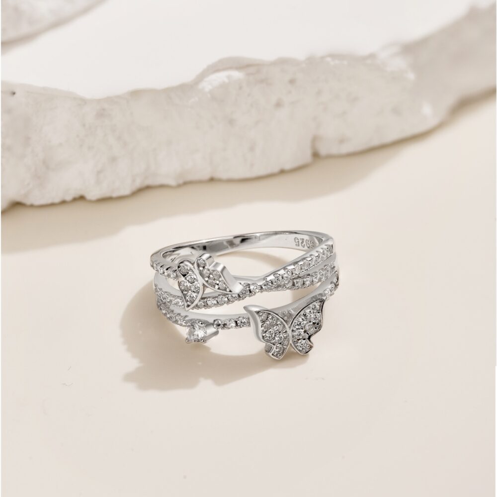 Butterfly shaped sterling silver ring