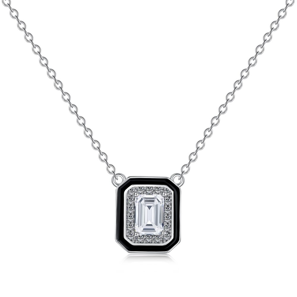 Lusso Nero Pendant – 925 Sterling Silver Emerald Cut Zirconia"