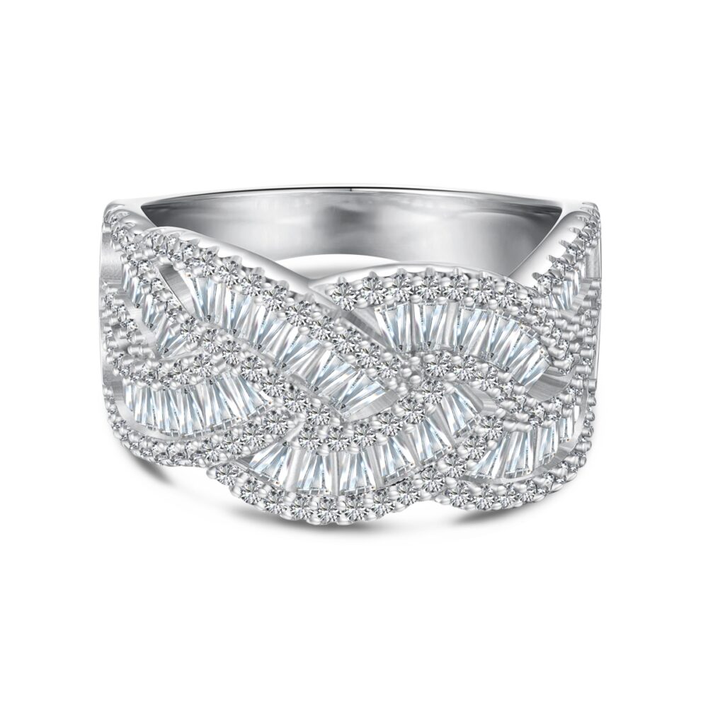 Eterna Luxe – Geometry Baguette Zirconia Eternity Sterling Silver Ring