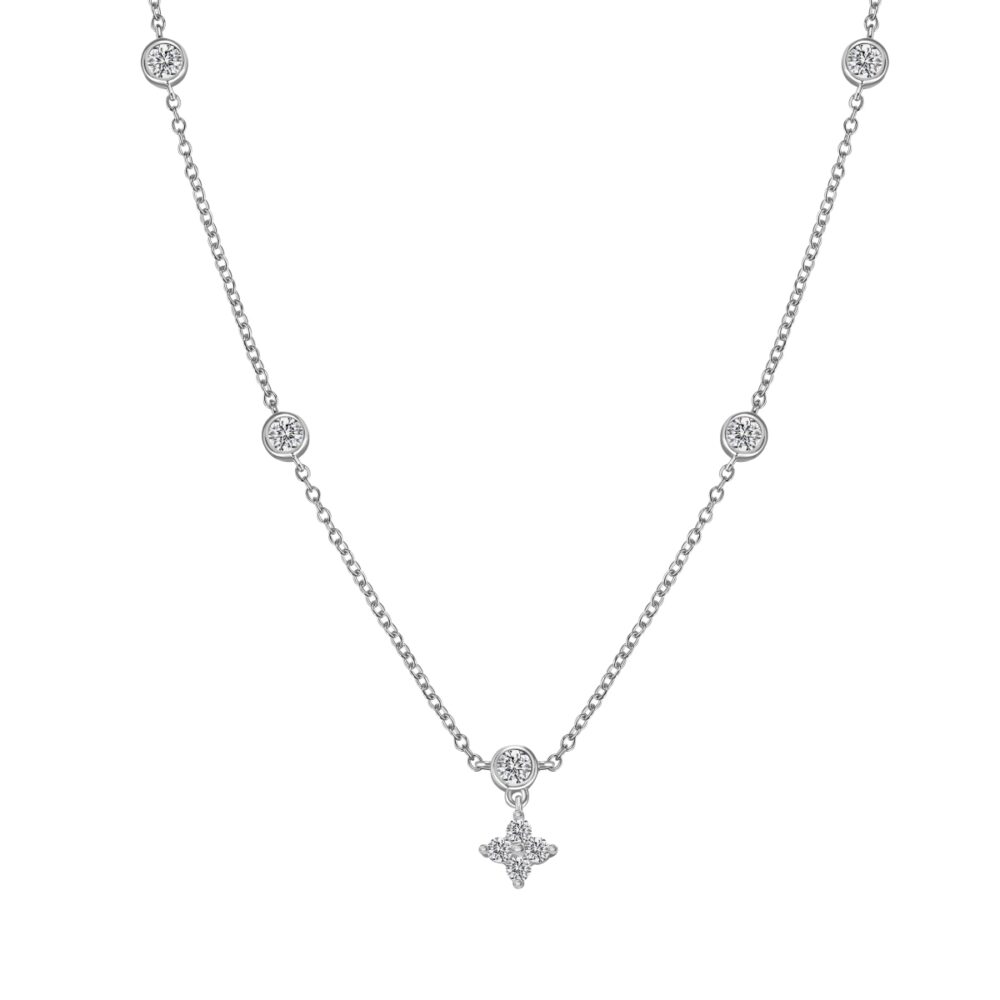 Christmas Lucky Clover – S925 Silver Link Chain Four Leaf Clover Necklace