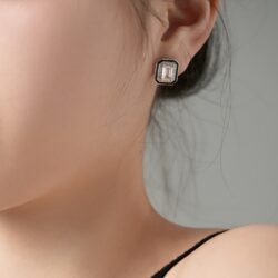 Lusso Nero Earrings – 925 Sterling Silver Emerald Cut Zirconia - Image 3