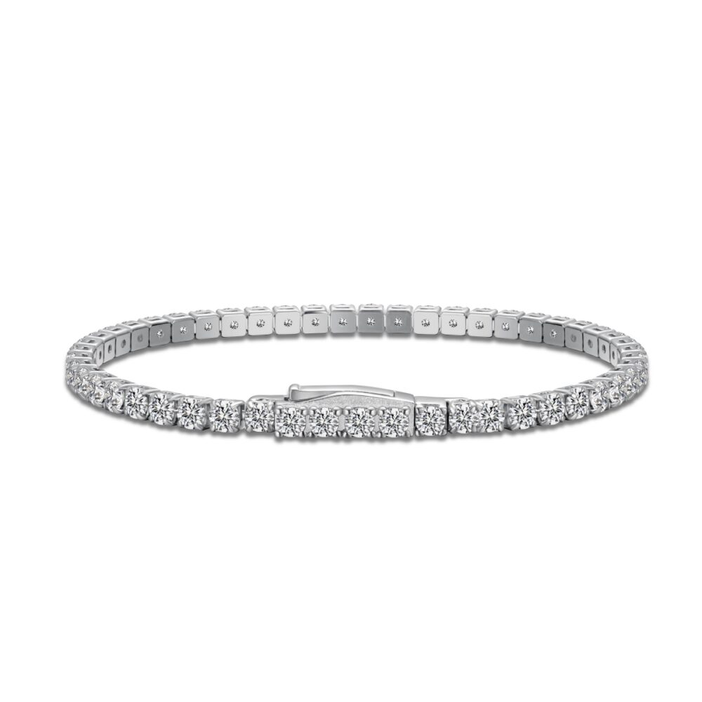 925 Sterling Silver Tennis Bracelet Paved With Zircon Diamond for Women 3mm