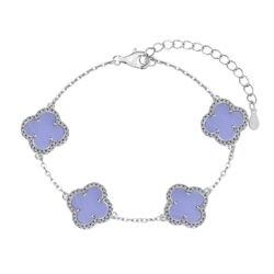 Silver Clover Essence: 925 Sterling Silver Luck Bracelet - Lavender