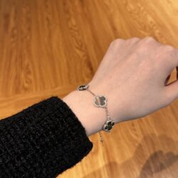 Silver Clover Essence: 925 Sterling Silver Luck Bracelet - Gray - Image 5