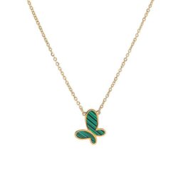 🦋 Emerald Flutter - Green Butterfly Necklace (Stainless Steel)