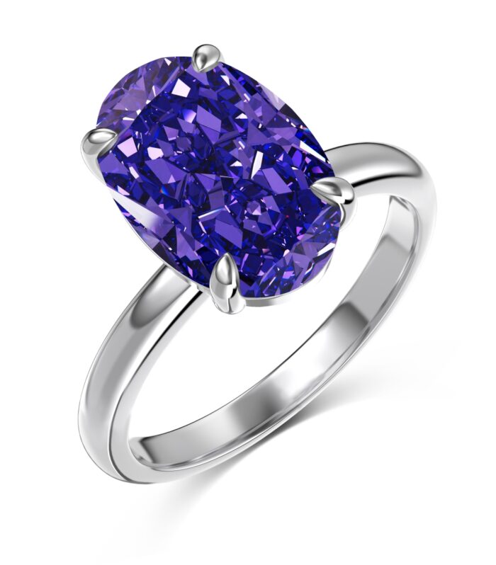 Violet Embrace 925 Sterling Silver Ring – Oval-Cut Purple Stone, Elegant Statement Jewelry