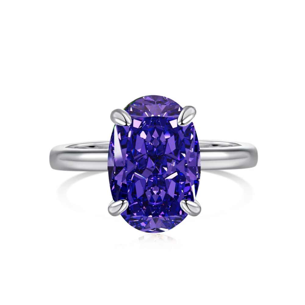 Violet Embrace 925 Sterling Silver Ring – Oval-Cut Purple Stone, Elegant Statement Jewelry - Image 3