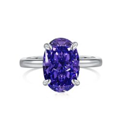 Violet Embrace 925 Sterling Silver Ring – Oval-Cut Purple Stone, Elegant Statement Jewelry - Image 3