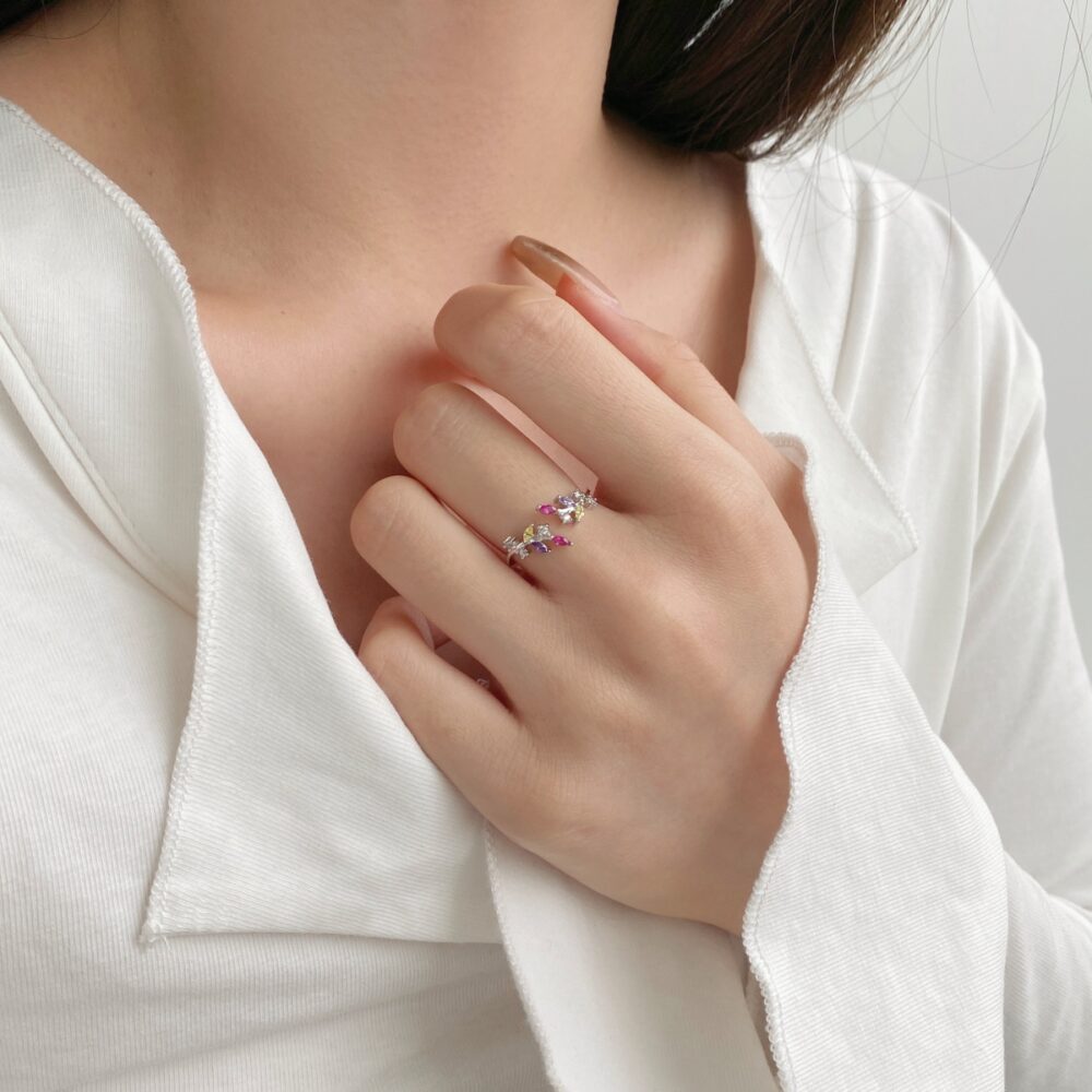 Autumn Whisper 925 Sterling Silver Leaf Ring – Colorful Enamel Design, Adjustable Band - Image 3