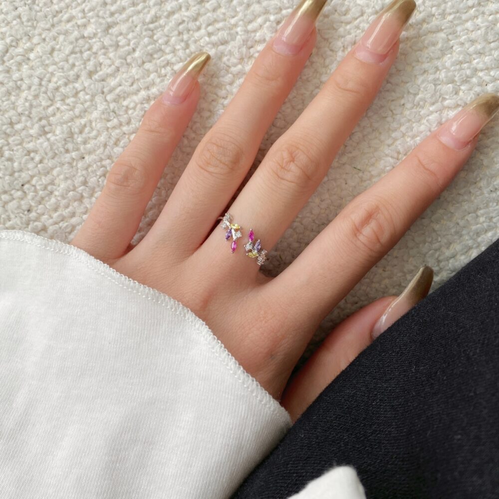 Autumn Whisper 925 Sterling Silver Leaf Ring – Colorful Enamel Design, Adjustable Band - Image 4