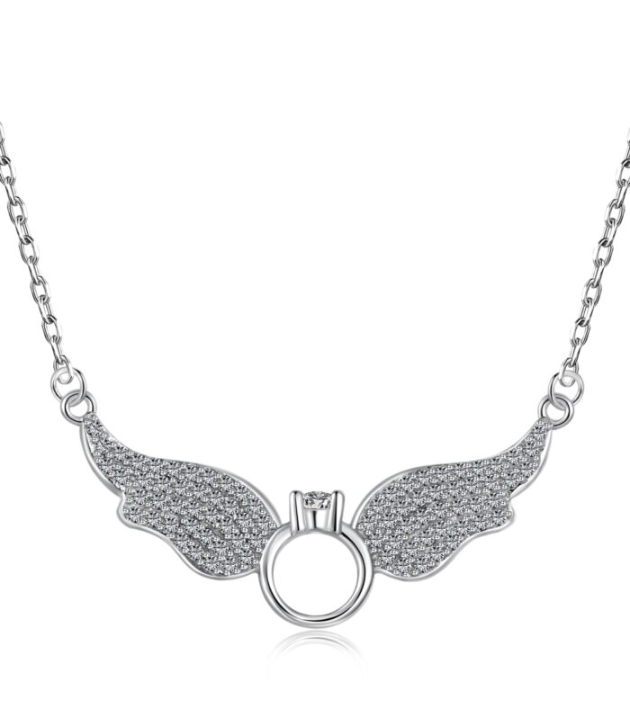 Halo Wing Embrace Necklace - 925 Sterling Silver