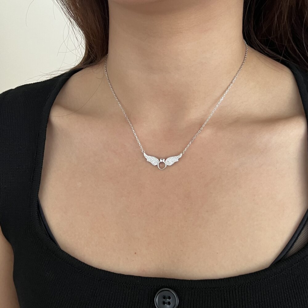 Halo Wing Embrace Necklace - 925 Sterling Silver - Image 4