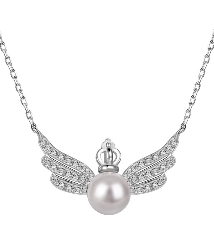Sterling Silver "Guardian Angel" Pearl Necklace