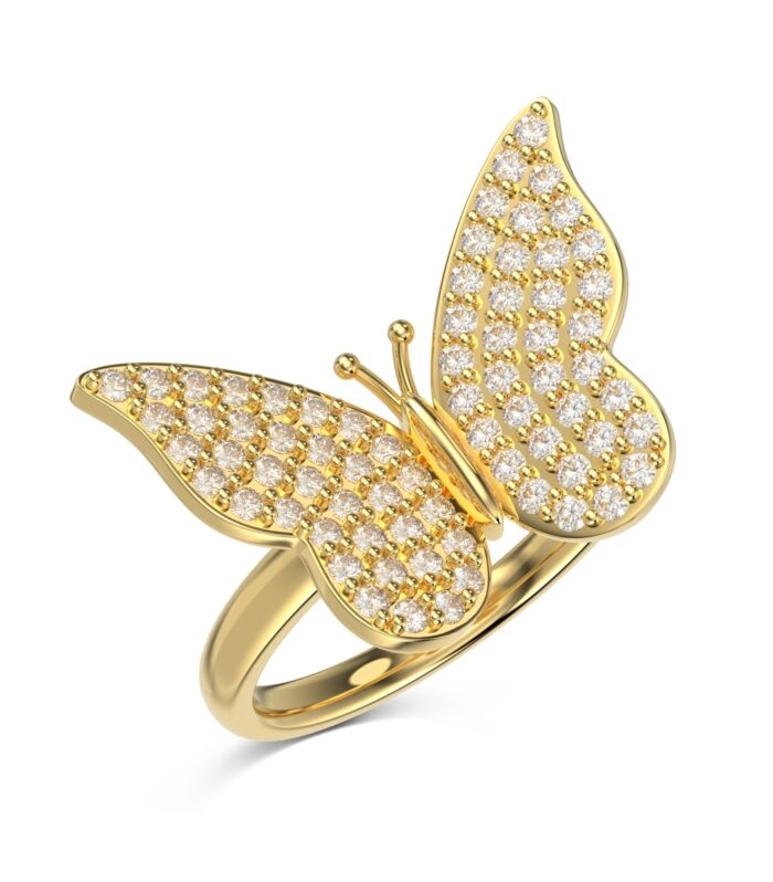 Wings of Whimsy – 925 Sterling Silver Butterfly Ring - Gold Plated