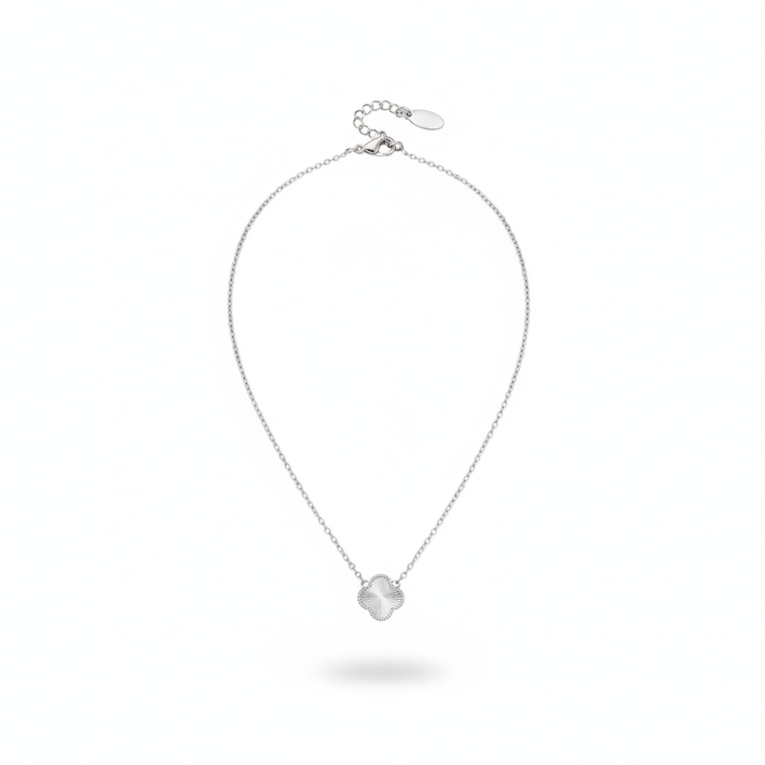 Dainty Sterling Silver Lucky Clover Pendant Necklace - Textured Finish ?✨