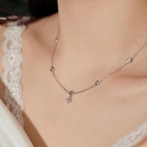 Christmas Lucky Clover – S925 Silver Link Chain Four Leaf Clover Necklace - Alternate View
