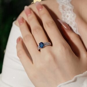 Eternal Sapphire – Rhodium Plated S925 Silver Eternity Band - Alternate View