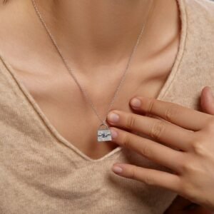 Sterling Silver Mini Bag Locket Necklace - Alternate View