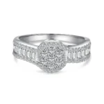 S925 silver rhodium-plated waterproof fine ring with sparkling Moissanite 5A