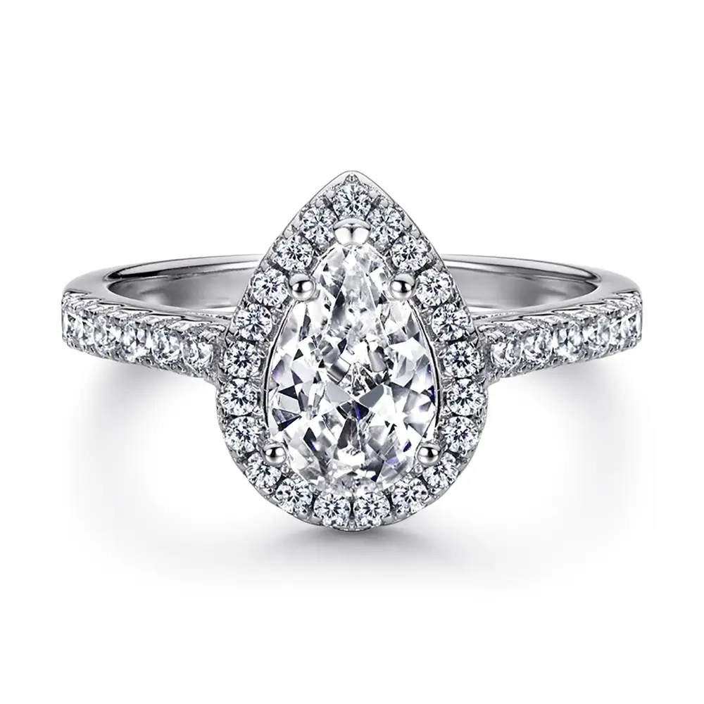 925 sterling silver rhodium-plated eternity band with dew-shaped zircon stone