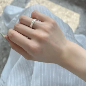 Fine Jewelry 925 Sterling Silver Rhodium Plated Shiny Sparkle Women Ring - Alternate View