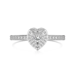 925 Sterling Silver Rhodium-Plated Heart-Shaped Eternity Band Ring for Women
