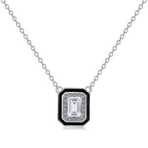 Lusso Nero Pendant – 925 Sterling Silver Emerald Cut Zirconia"