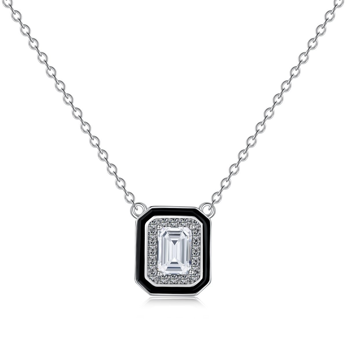Lusso Nero Pendant – 925 Sterling Silver Emerald Cut Zirconia"