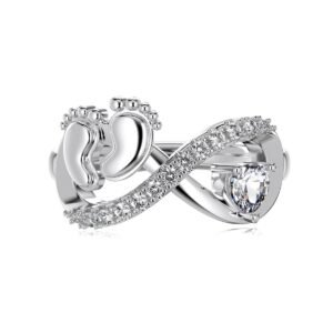 Best Mother's Gift - Footprint Heart Shaped and Eternity Band Infinity Ring