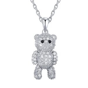 Sterling Silver "Sparkle Bear" Pendant Necklace