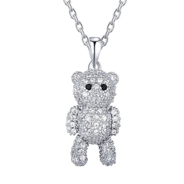 Sterling Silver "Sparkle Bear" Pendant Necklace