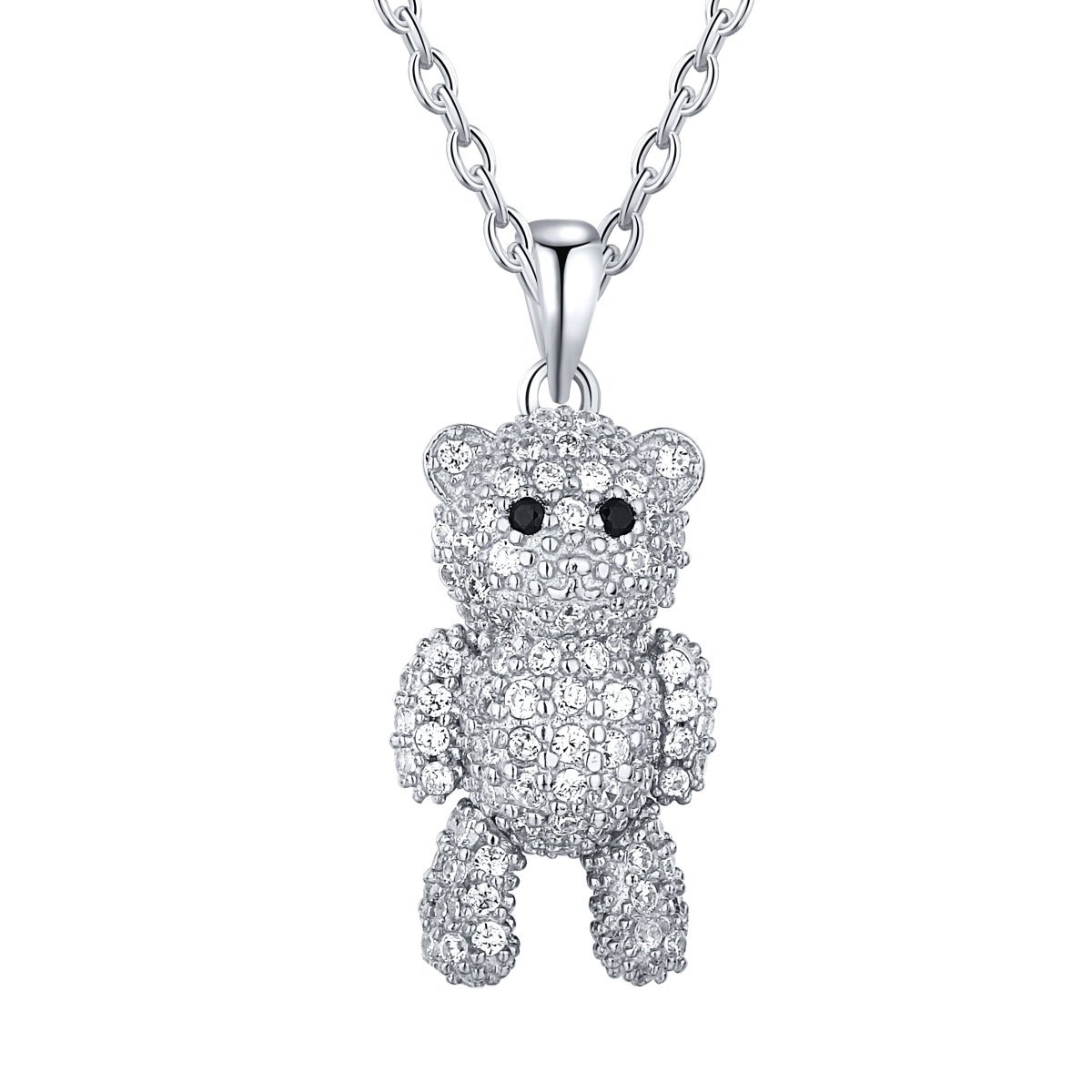 Sterling Silver "Sparkle Bear" Pendant Necklace