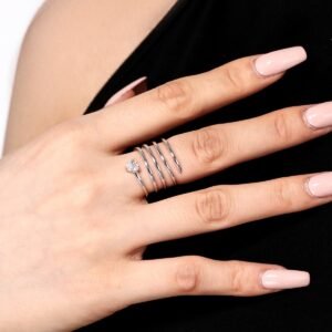 Spiral Heartbeat 925 Sterling Silver Wrap Ring – Open Coil Design with Heart-Shaped Zircon - Alternate View