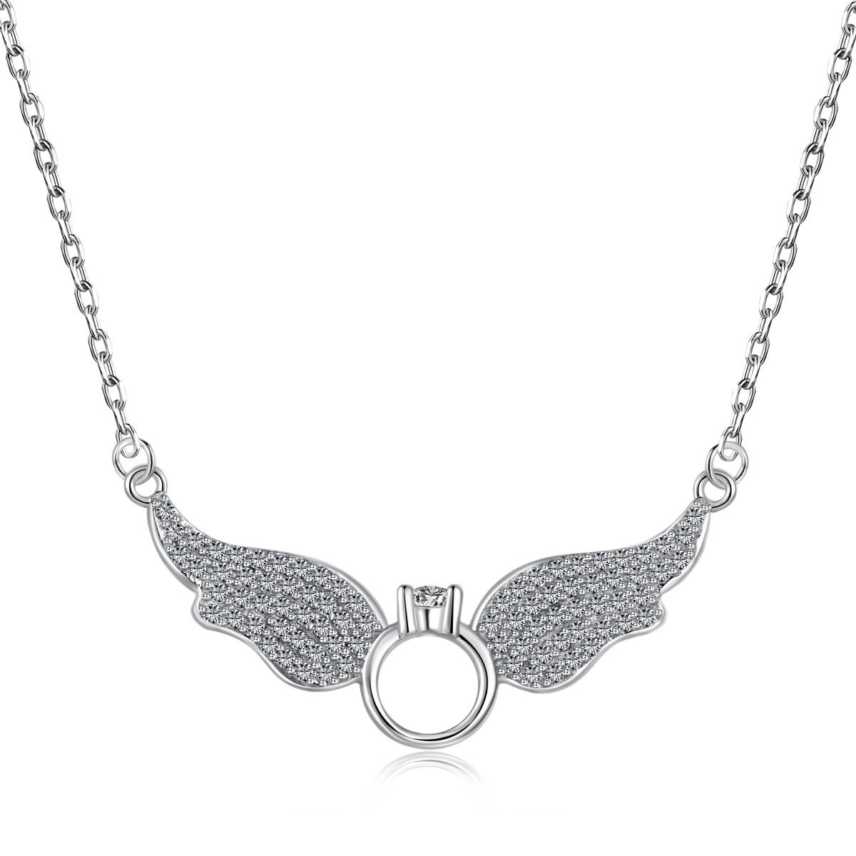 Halo Wing Embrace Necklace - 925 Sterling Silver