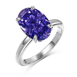 Violet Embrace 925 Sterling Silver Ring – Oval-Cut Purple Stone, Elegant Statement Jewelry - Alternate View