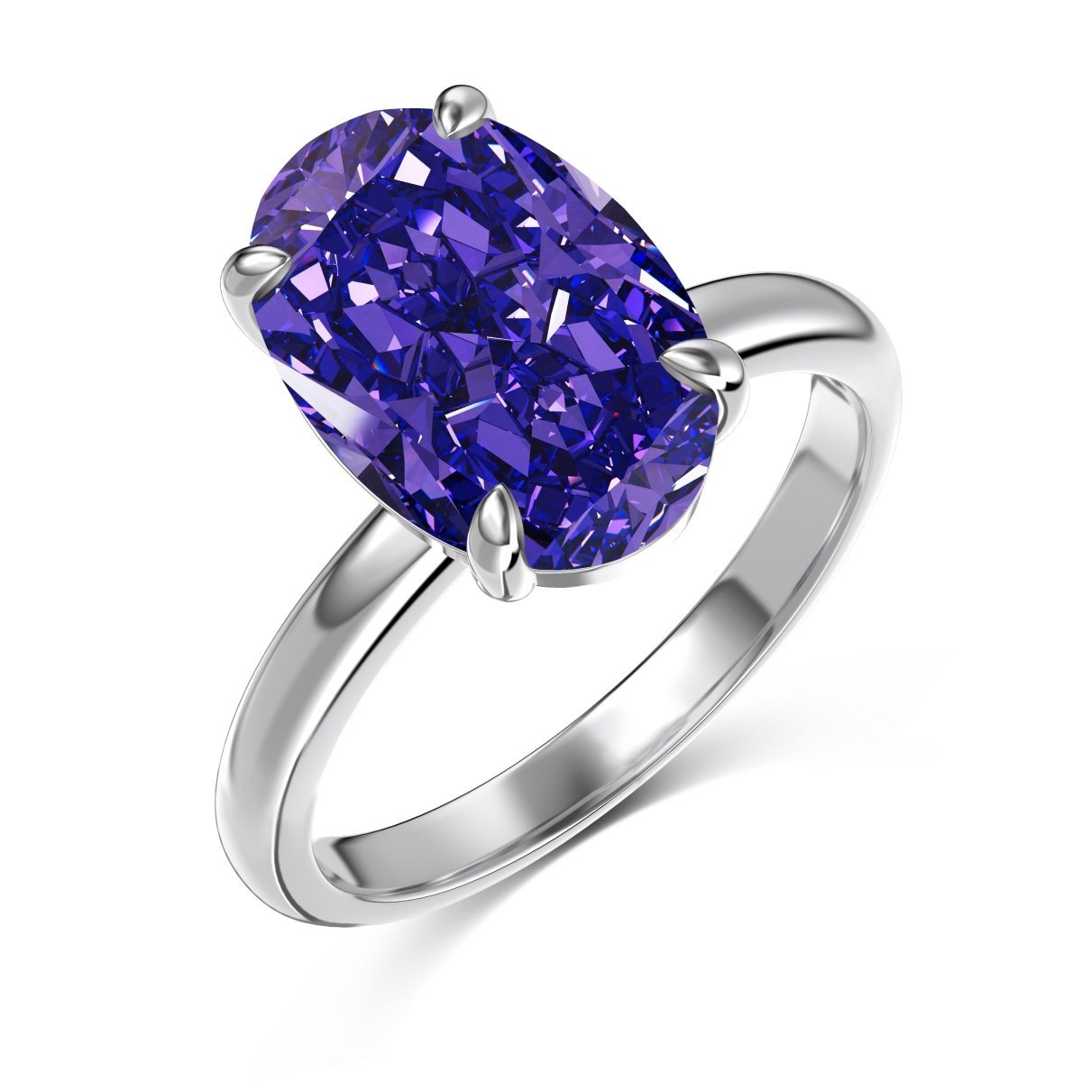 Violet Embrace 925 Sterling Silver Ring – Oval-Cut Purple Stone, Elegant Statement Jewelry