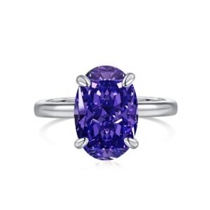 Violet Embrace 925 Sterling Silver Ring – Oval-Cut Purple Stone, Elegant Statement Jewelry - View 3