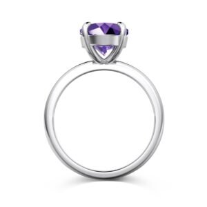 Violet Embrace 925 Sterling Silver Ring – Oval-Cut Purple Stone, Elegant Statement Jewelry - View 4
