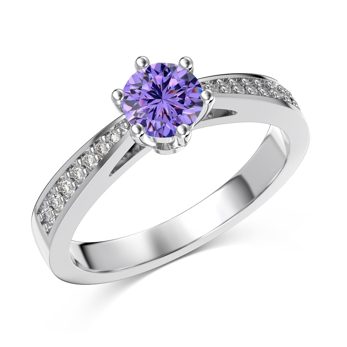 Solene Amethysté - 925 Sterling Silver Solitaire
