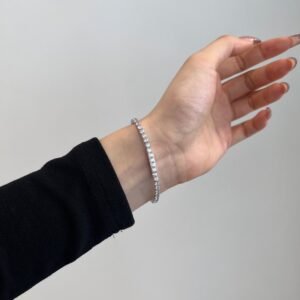 925 Sterling Silver Tennis Bracelet Paved With Zircon Diamond for Women 3mm - Alternate View