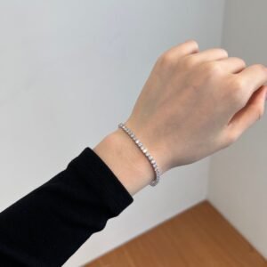 925 Sterling Silver Tennis Bracelet Paved With Zircon Diamond for Women 3mm - View 3