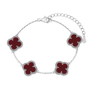 Silver Clover Essence: 925 Sterling Silver Luck Bracelet