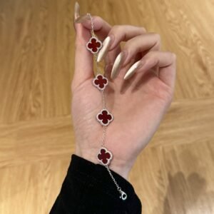 Silver Clover Essence: 925 Sterling Silver Luck Bracelet - Alternate View