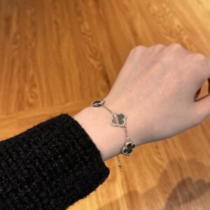 Silver Clover Essence: 925 Sterling Silver Luck Bracelet - Gray - View 5