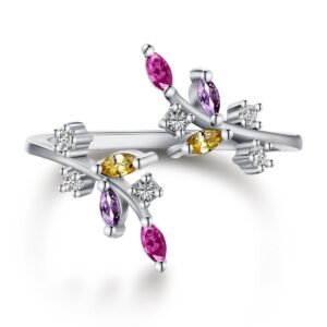 Autumn Whisper 925 Sterling Silver Leaf Ring – Colorful Enamel Design, Adjustable Band
