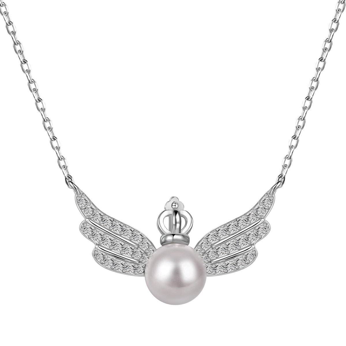 Sterling Silver "Guardian Angel" Pearl Necklace