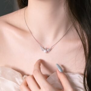 Sterling Silver "Guardian Angel" Pearl Necklace - View 3